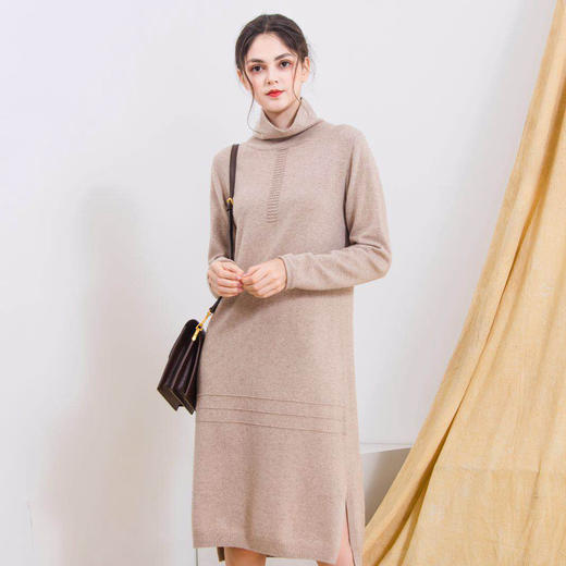 羊绒连衣裙6ES5389--驼色羊绒连衣裙--《冬季时尚系列》 商品图0