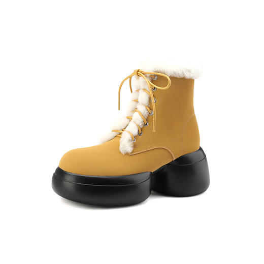 【预售5天】舒适保暖，厚底羊毛脚垫毛毛系带短靴TYM-8083 商品图14