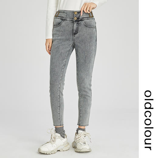 oldcolour2022年冬季新款通勤修身显瘦时尚气质直筒牛仔长裤女 商品图2