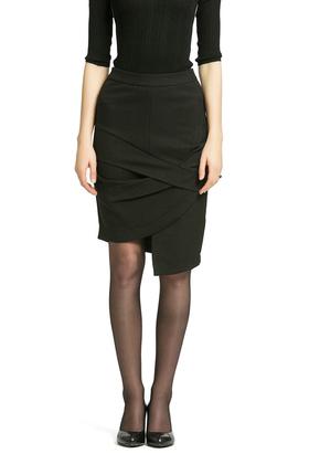 WEN&VI 不规则褶皱黑色半裙 166