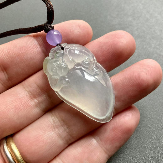 冰种厚庄翡翠大桃子灵猴献瑞 商品图6