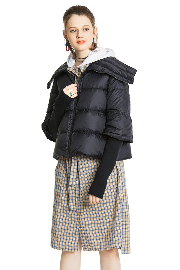 ELLA JADE 夸张领型羽绒短外套 4424