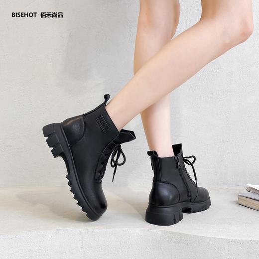 新品冬季厚绒牛皮百搭舒适矮靴968B25545 商品图2