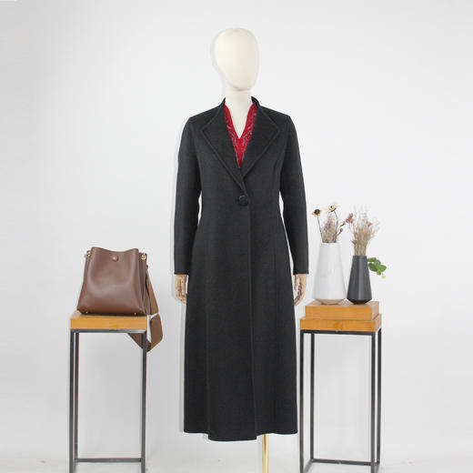 FOCALS福柯斯冬季新款修身长款纯色羊绒双面呢大衣外套FYJDK987N1 商品图4