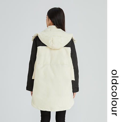 oldcolour2022年冬季新款通勤时尚双拼色连帽羽绒服女外套女 商品图4