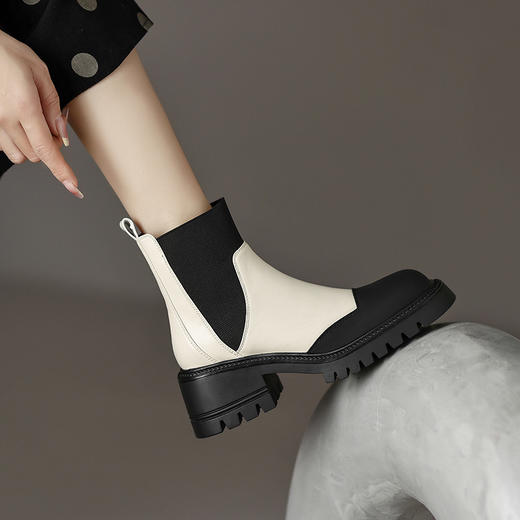 OLD K3247Raa厚底拼色套筒舒适短靴 商品图2