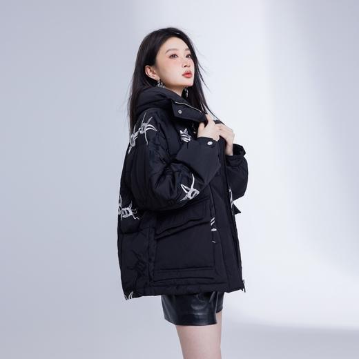 BeQueenStory【蔷薇墨客】90白鸭绒黑色宽松立领羽绒服 商品图2