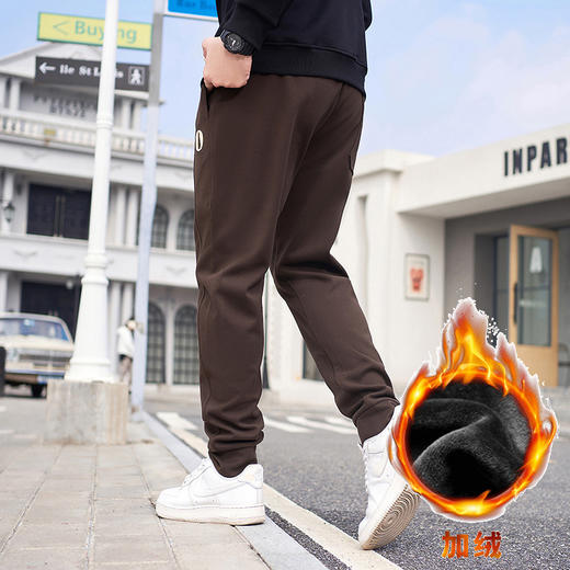 【新款DMH】大依优型大码休闲加绒裤收脚口刺绣加肥加大男卫裤简约百搭潮款胖子 商品图2