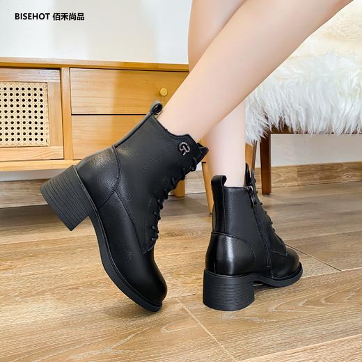 新品冬季厚绒牛皮舒适百搭矮靴968B25513 商品图0