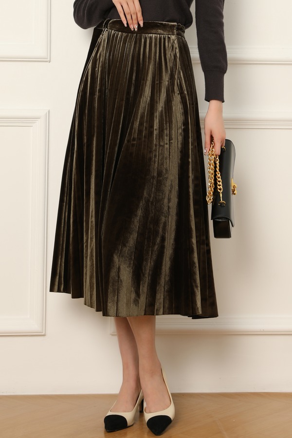 CENCH EDITION 复古丝绒百褶裙 400