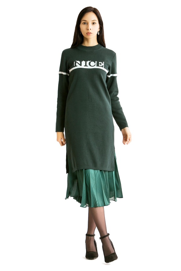 LILY 复古绿色针织裙 71