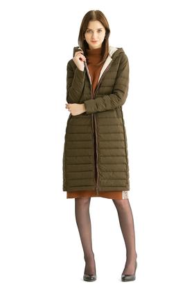 ELLA JADE 军绿色长版连帽羽绒服 250