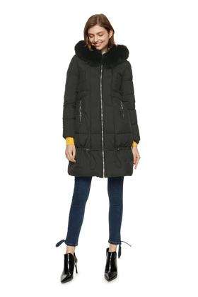 ELLA JADE 黑色狐狸毛装饰羽绒服 933