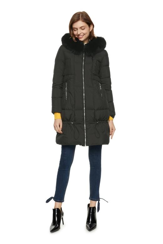 ELLA JADE 黑色狐狸毛装饰羽绒服 933 商品图0