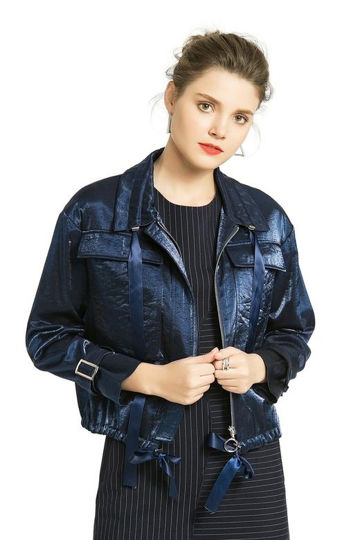 CENCH EDITION 藏蓝色缎绸面个性夹克 438 商品图0