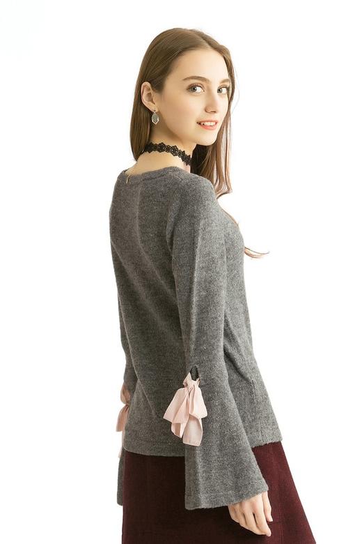 OCTAVIA 蝴蝶结装饰灰色针织衫 381 商品图4