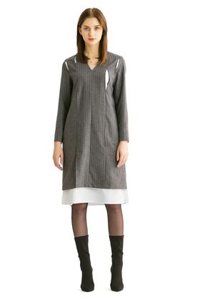 ELLA JADE 假两件灰色条纹连衣裙 300