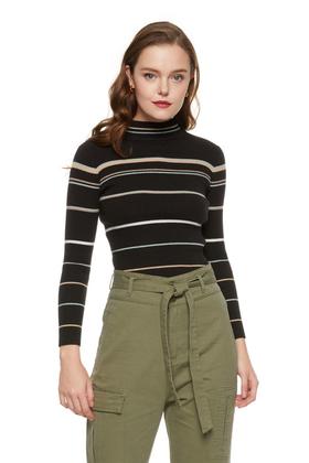LNNNS 拼色条纹饰修身毛衫 8023