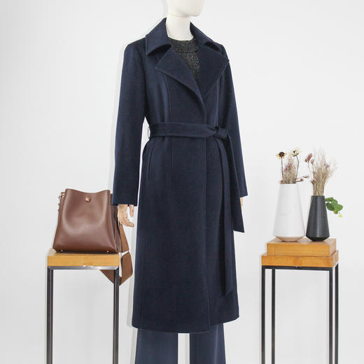 FOCALS福柯斯冬新款修身长款纯色羊毛大衣外套FYJDK811B7 商品图1