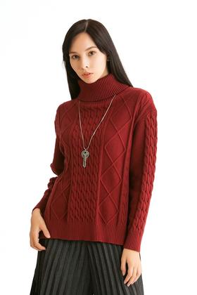 AUGUST 1 EIGHT 酒红色高领针织衫 994