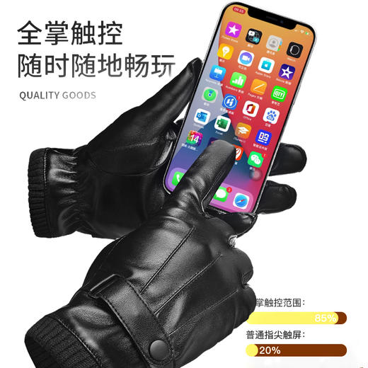 皮手套男士冬季加绒加厚保暖防寒防水可触屏冬天骑行摩托车电动车 rr56 商品图2