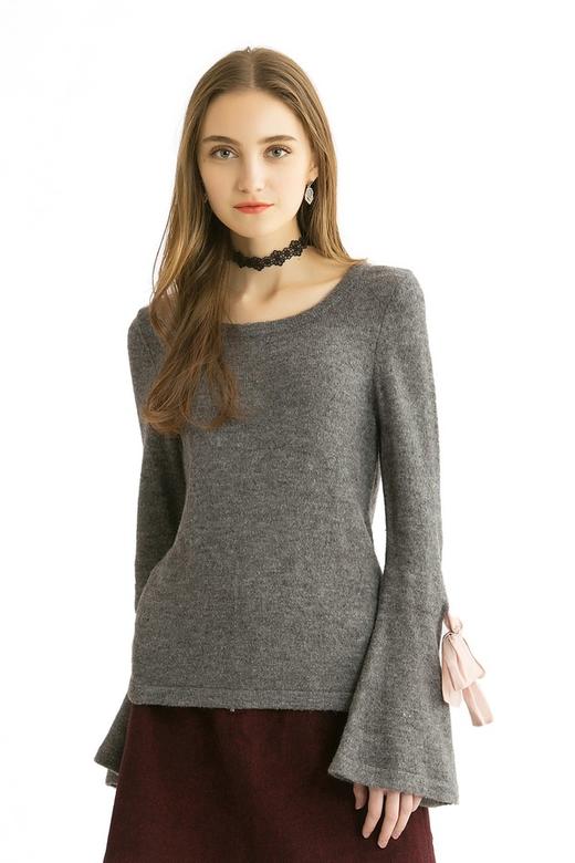 OCTAVIA 蝴蝶结装饰灰色针织衫 381 商品图0