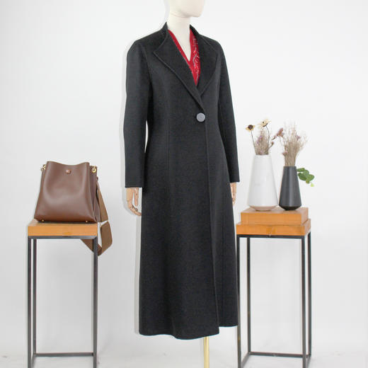 FOCALS福柯斯冬季新款修身长款纯色羊绒双面呢大衣外套FYJDK987N1 商品图1