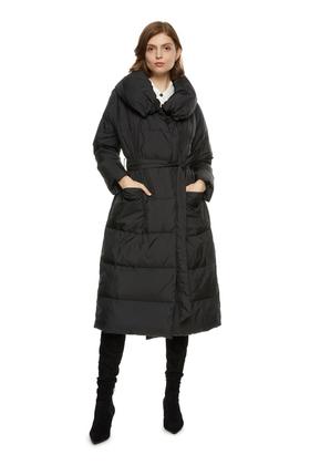 DEHUNTER 黑色束腰长羽绒 6161