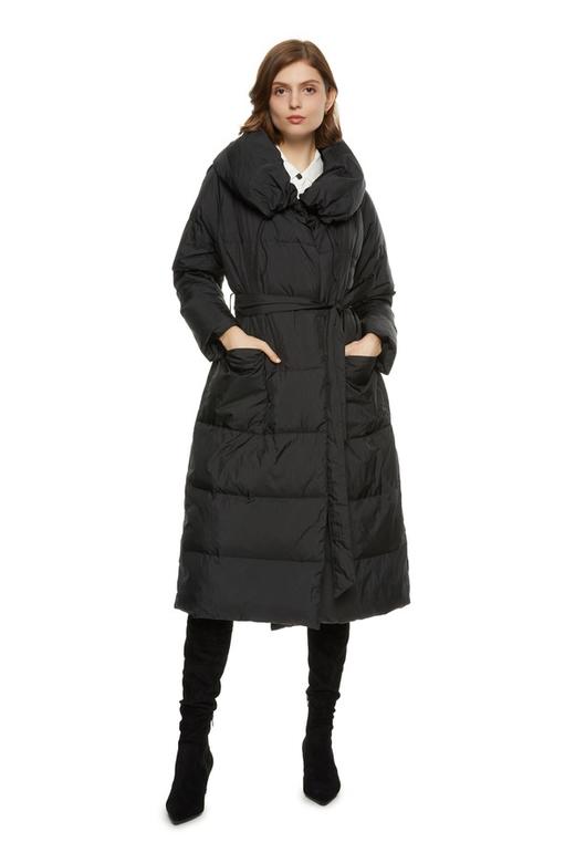 DEHUNTER 黑色束腰长羽绒 6161 商品图0