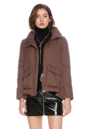 ELLA JADE 对称口袋棕色羽绒服 3716