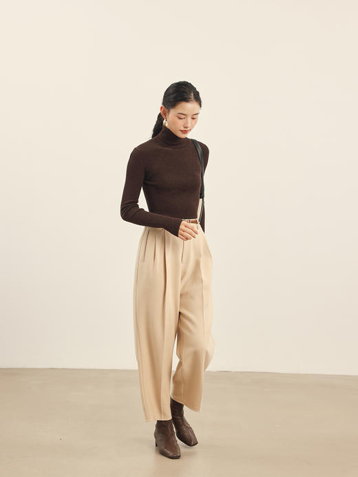 HeyDress斜纹阔腿裤女秋冬高腰宽松显瘦九分裤百搭直筒休闲裤子 商品图2