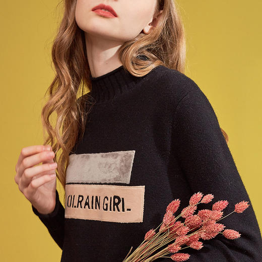 欧芮儿2017秋装宽松图案打底套头毛衣女秋冬 商品图2