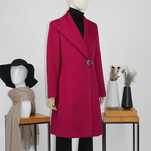FOCALS福柯斯新款修身中长款纯色羊毛羊绒呢大衣外套FYWDK1300ZR 商品图1