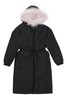 ELLA JADE 毛领拼接黑色羽绒长外套 3720 商品缩略图4