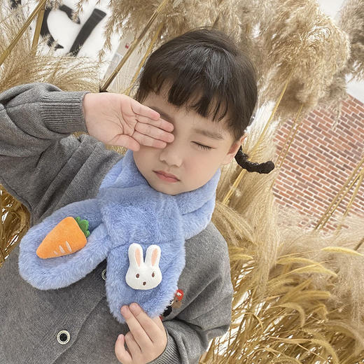 【满满心选推荐】【可爱到无以复加~】儿童围巾冬季小兔卡通小孩保暖加厚仿濑兔毛绒新年圣诞围脖 商品图2