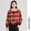oldcolour2022冬季新款红色复古学院风格子短款小棉服毛绒外套女N44041506 商品缩略图3