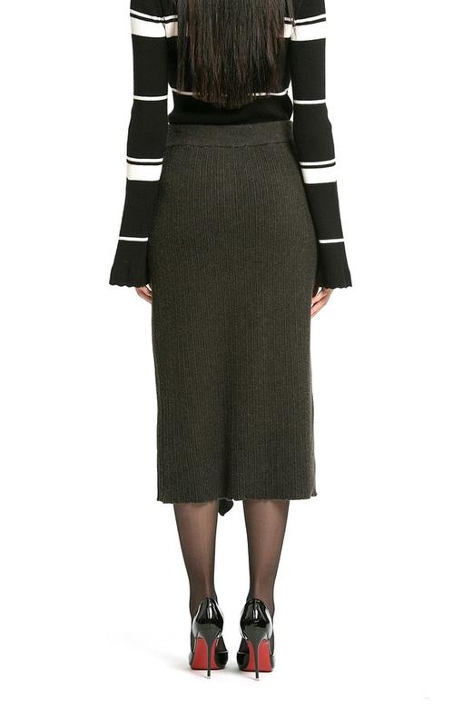 NOIR 深灰色木耳边开衩针织裙 780 商品图4