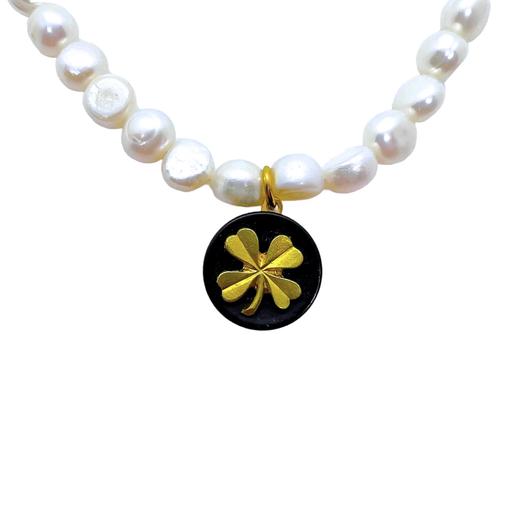 北京仓｜Gigi Paris-黑金 四叶草-中古纽扣 珍珠 项链［法国设计师］ 商品图2