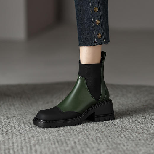 OLD K3247Raa厚底拼色套筒舒适短靴 商品图1