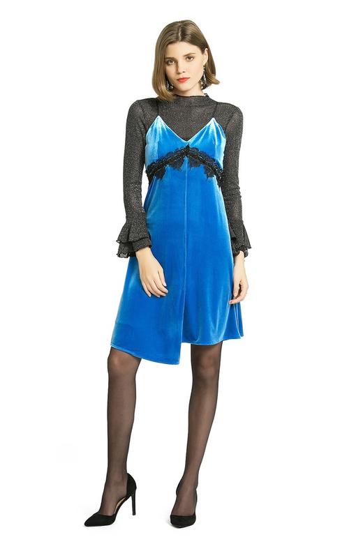 EMC亿美丞 宝蓝色丝绒吊带裙 123 商品图1