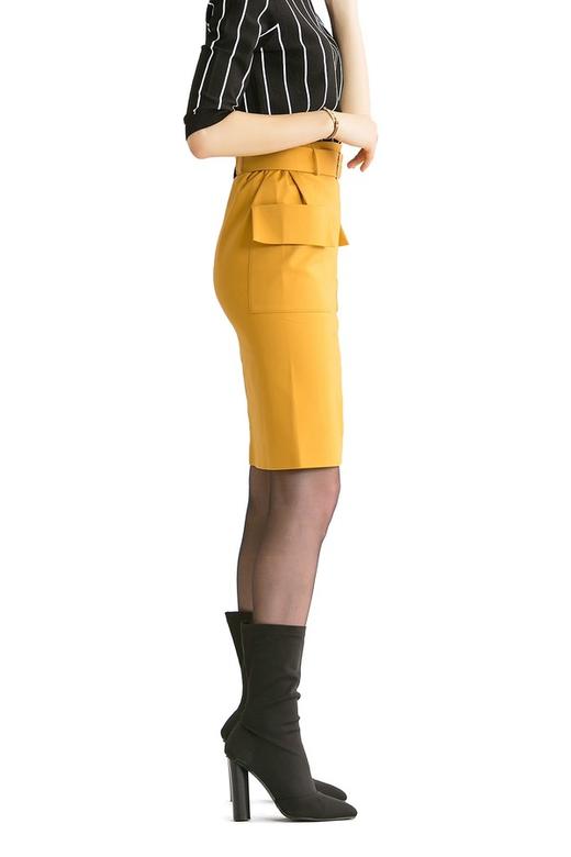 NOIR 姜黄色高腰直筒裙 856 商品图4