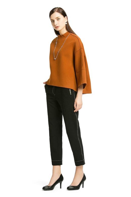 ELLA JADE 焦糖色圆领呢料上衣 228 商品图1
