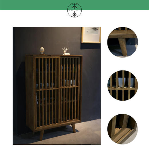 景德镇本来家居 TLBB0001-网格推门中柜 长80cm*宽29cm*高117cm 厂家直发/运费自理/不含税 商品图0