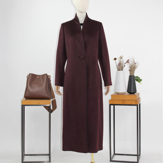 FOCALS福柯斯冬季新款修身长款纯色羊毛一粒扣大衣外套FYQDK711 商品图0