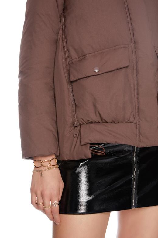 ELLA JADE 对称口袋棕色羽绒服 3716 商品图2