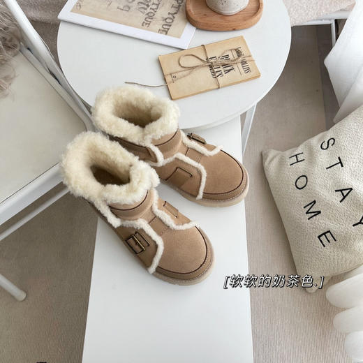 机车雪地靴-奶茶色 商品图0