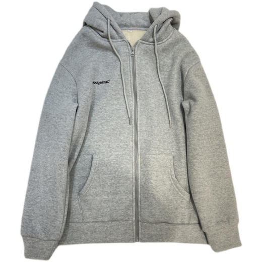 香芋紫加绒加厚连帽卫衣女冬季字母刺绣宽松保暖灰色休闲拉链外套 ls07 商品图2