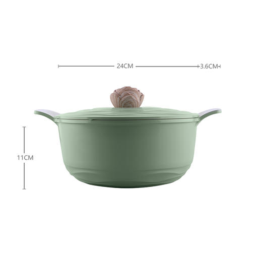 阿米尔 森林之花情绪SPA系列健康环保耐用陶瓷不粘锅具24cm汤炖锅 商品图9