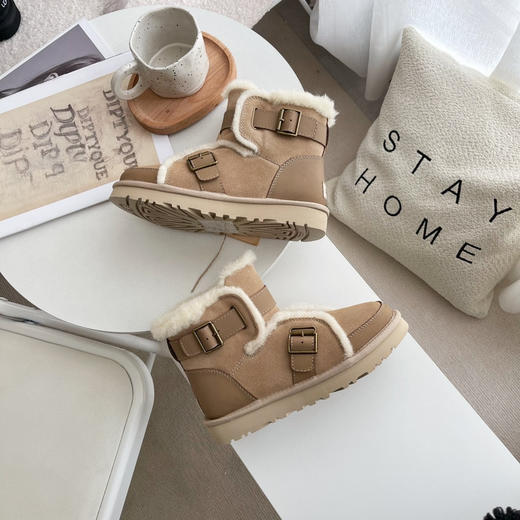 机车雪地靴-奶茶色 商品图1