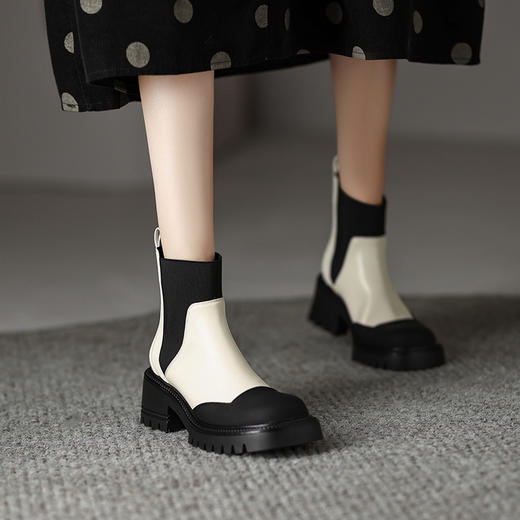 OLD K3247Raa厚底拼色套筒舒适短靴 商品图0